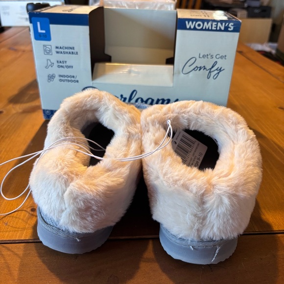 Dearfoams womens memory foam slip on cozy house shoes slippers gray L(9-10) - Picture 3 of 7